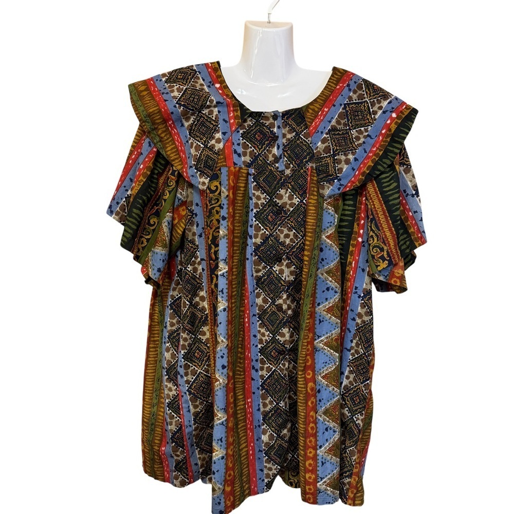 That’s It! Women’s Multicolor 100% Cotton Ruffle Collar Dress Tunic Free Size